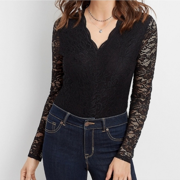 Maurices Tops - Maurices Black Lace Bodysuit NWT